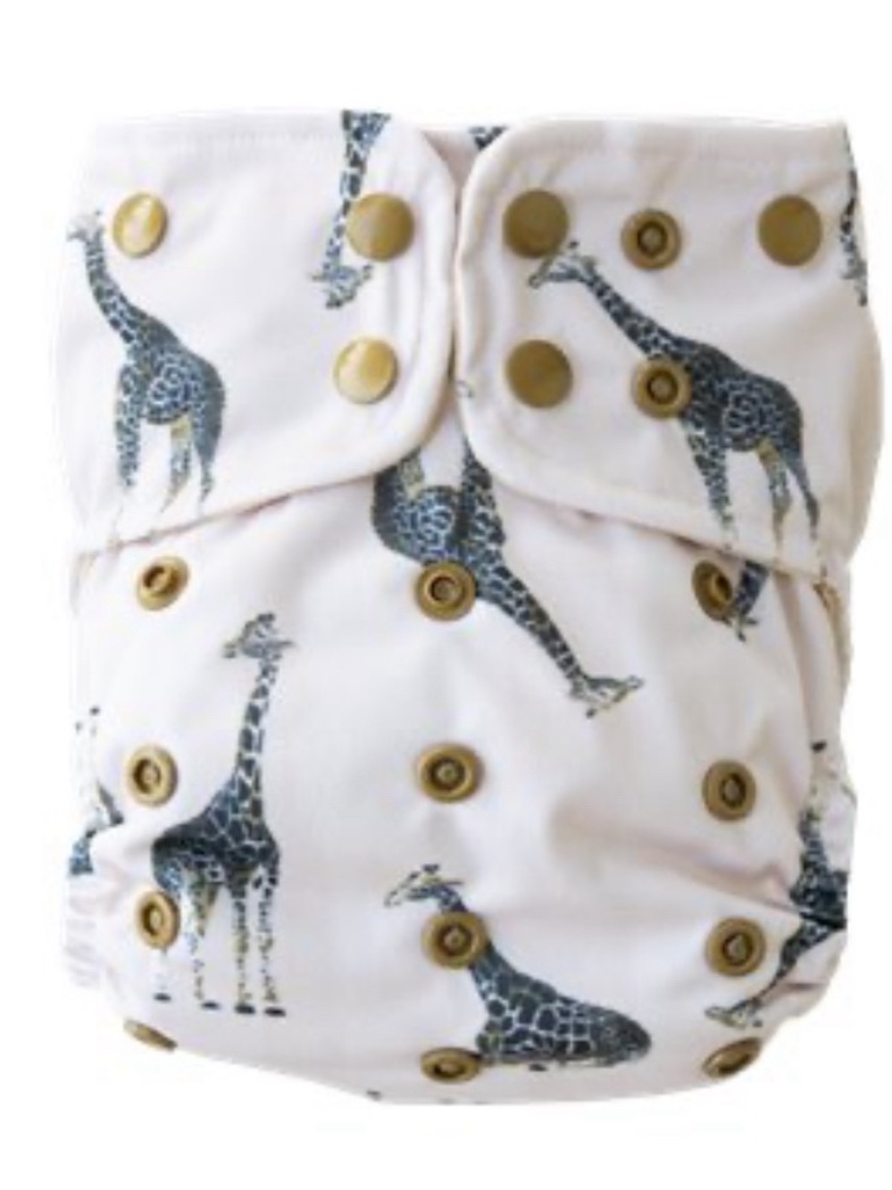 Adjustable Giraffe Print Cloth Diaper Cover - Cream with Blue Giraffes